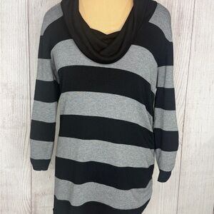 Striped Black and Gray Women's Sweater Dress